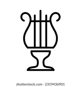 Vintage Harp Outline Icon Vector Illustration