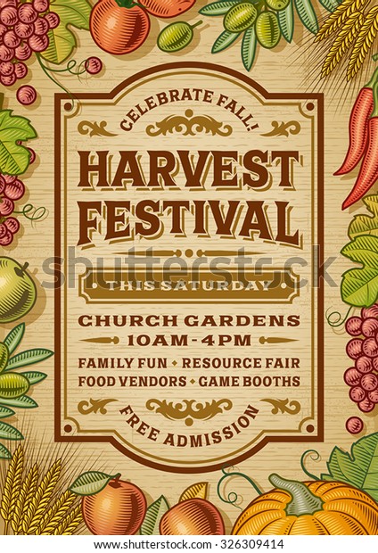 Vintage Harvest Festival\
Poster. Editable EPS10 vector illustration with clipping mask and\
transparency.