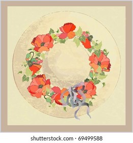 Vintage hat with poppies.