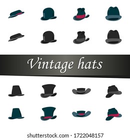Vintage Hats Cartoon Noir Set Vector Stock Vector (Royalty Free ...