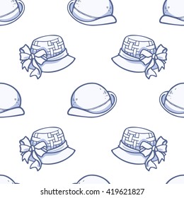 Vintage hats seamless pattern.
