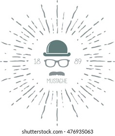 vintage hat,sunglasses and mustache . vector illustration