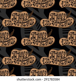 Vintage hat.Typography design element for posters and prints.Isolated.Seamless  abstract hand-drawn pattern.Endless pattern.Template for design and decoration.Isolated abstract background.
