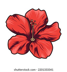 Vintage Hawaii club colored element. Sign of palm tree flower isolated on black background vector illustration