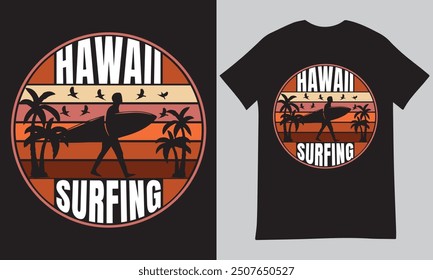 Vintage hawaii surfing t shirt design