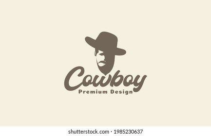 vintage head man with homburg hat logo symbol icon vector graphic design illustration
