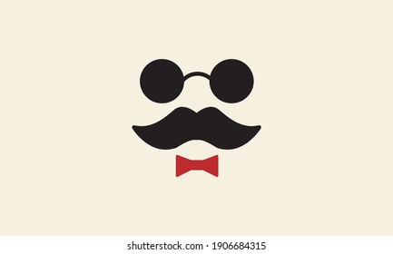 vintage head man with mustache sunglasses and tie logo symbol icon vector graphic design 