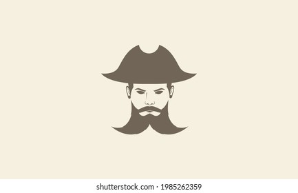 vintage head man pirates with beard logo symbol vector icon illustration graphic design