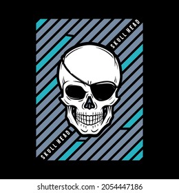 Vintage head skull pirates design illustration for t shirt hoodie or etc.