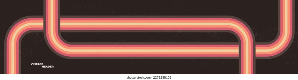 Vintage Header Background. Horizontal 1970's inspired background with linear frame. Intertwined linear elements. Vector Illustration. EPS 10.