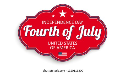 Vintage header with emblem for the Independence Day on the white background. Eps 10 vector file.