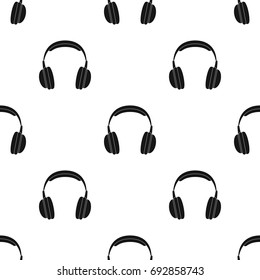 Vintage headphones icon in black style isolated on white background. Hipster style symbol stock vector illustration.
