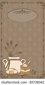 Vintage healthy meal ingredients. Vector