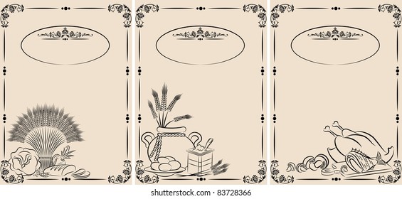 Vintage healthy meal ingredients. Vector