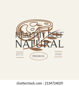 vintage and healthy natural beef logo