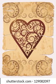 Vintage Heart ace poker playing cards, vector illustration
