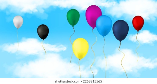 vintage heart balloon with colorful on blue sky concept of love in summer and valentine