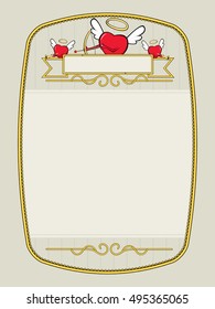 Vintage heart frame. Vector illustration