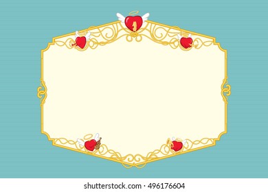 Vintage heart frame. Vector illustration