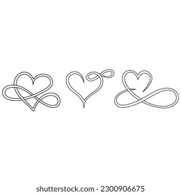 Conjunto vectorial de icono de corazón vintage. colección de signos de ilustración de amor. símbolo de romance.