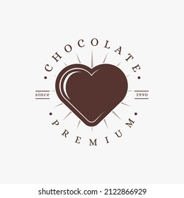 Vintage heart love chocolate logo icon vector on white background