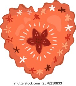 Vintage heart on a white background. Vector illustration in cartoon style.