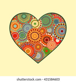 Vintage heart on a yellow background
