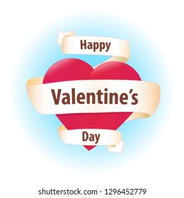 Vintage heart and ribbon. Happy Valentines day.