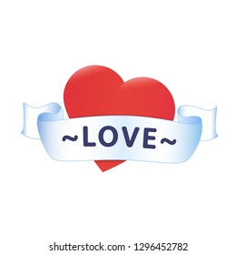 Vintage heart and ribbon. Happy Valentines day. Love.
