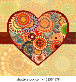 Vintage heart with ribbon romantic background