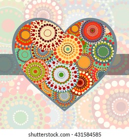 Vintage heart with ribbon romantic background