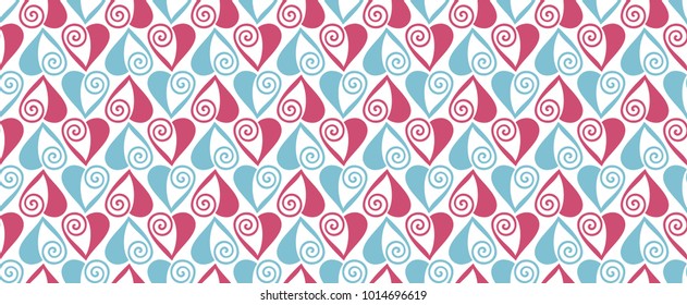 Vintage heart seamless pattern vector illustration. Valentines day background or wallpaper. Abstract design for greeting card cover, romantic wrapping paper decoration