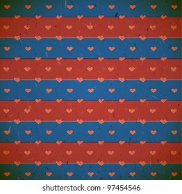 Vintage heart striped pattern on a cardboard