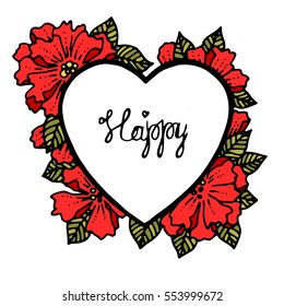 Vintage heart Valentine's day, hand-drawing. Vector illustration with lettering. On a white background.