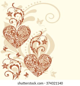 Vintage heart vector background. Valentine's Day card.