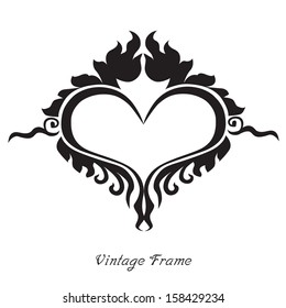 Vintage heart vector frame