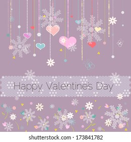 Vintage hearts background, card. vector