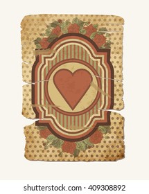 Vintage hearts card, vector illustration