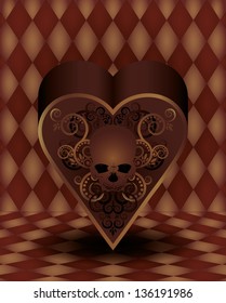 Vintage hearts poker card, vector illustration