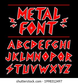 Vintage heavy rock metal font, alphabet set collection. Vector cartoon character illustration icon. Rock, punk, retrowave, vintage heavy metal font