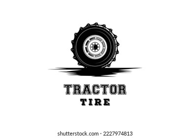 Diseño del logotipo del neumático del vehículo minero o del tractor pesado de época