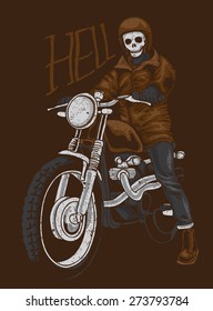 vintage hell rider vector illustration