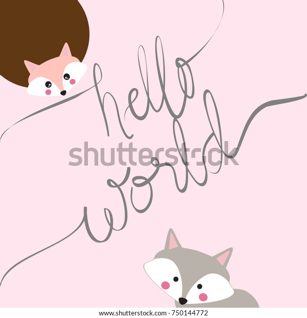 Vintage Hello World Card Baby Shower Stock Vector Royalty Free 750144772