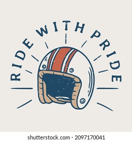 vintage helmet logo with grunge and slogan on gray background