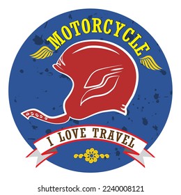 Vintage helmet motorcycle with ride journey travel for labels and logos. Vector illustration.