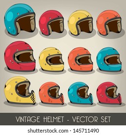 Vintage Helmet Vector Set