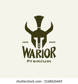 vintage helmet warrior with horns logo design vector graphic symbol icon illustration creative idea