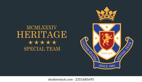 Vintage Heraldic Embroidere Crest Design Vectorset