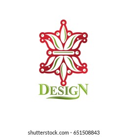 Vintage heraldic vector logotype made using lily flower royal symbol with beautiful blossom. Eco friendly product symbol, king quality theme illustration.