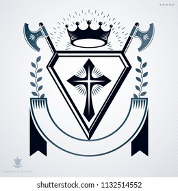 Vintage heraldry design template, vector emblem.